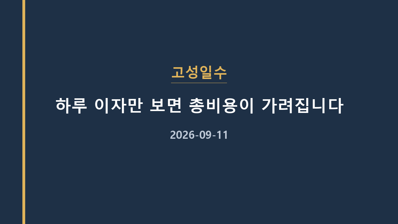 고성일수 하루 이자만 보면 총비용이 가려집니다