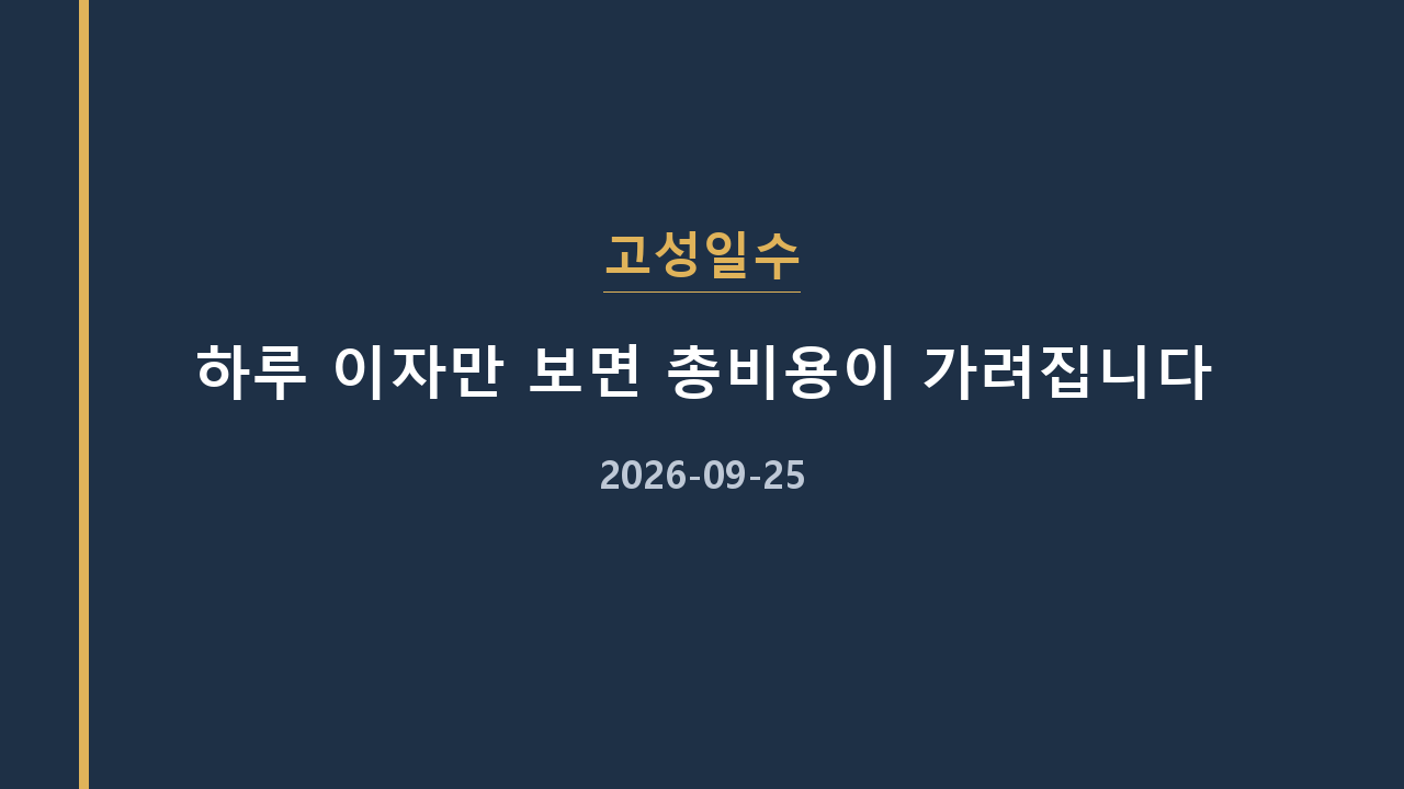 고성일수 하루 이자만 보면 총비용이 가려집니다